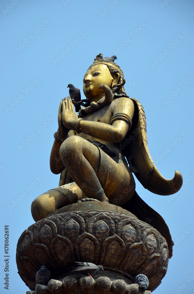 Sculpture of Garuda in front of the Vishnu temple in Patan, Nepal