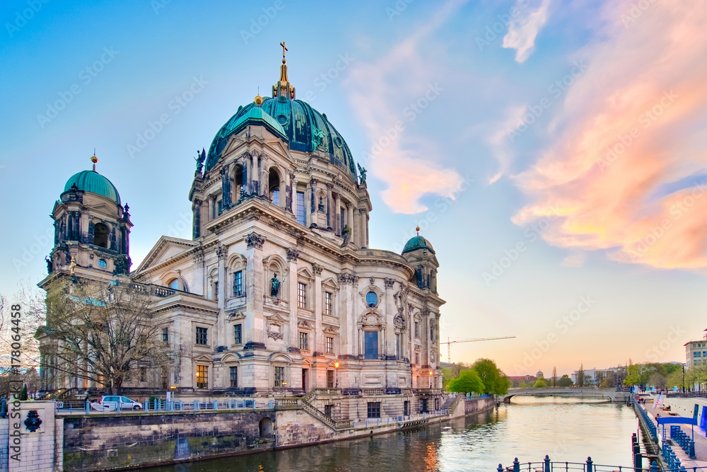Sunset at Berlin Cathedral in Berlin, Germany