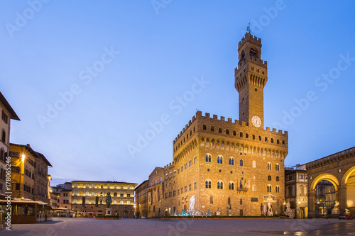 Piazza della Signoria in front of the Palazzo Vecchio in Florence, Italy photo