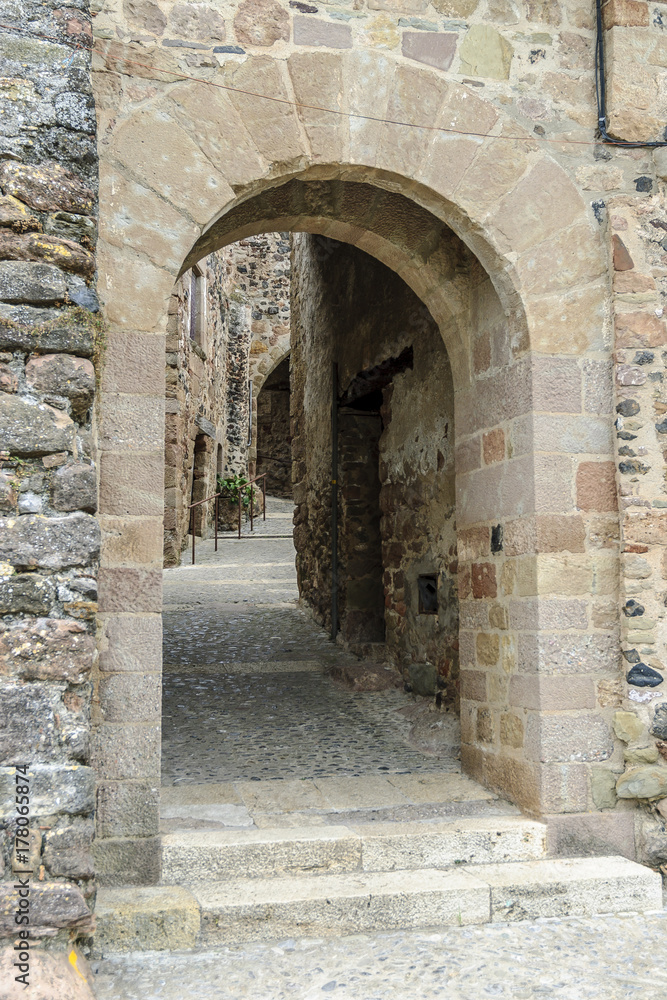 streets of the interior of the medieval people of Saint Pau, Gerona, Spain.