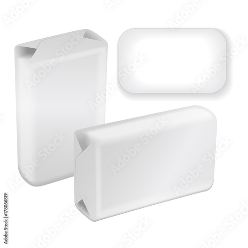 Vector white blank foil or paper box soap. Realistic vector mock up easily change the color of the soap