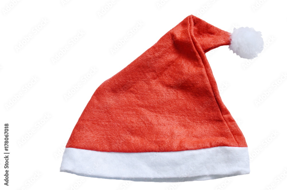 Santa Claus red hat on white background Santa Claus red hat on white background
