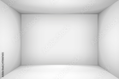 The inner space of the box. Empty white room. Vector design illustration. Mock up for you business project