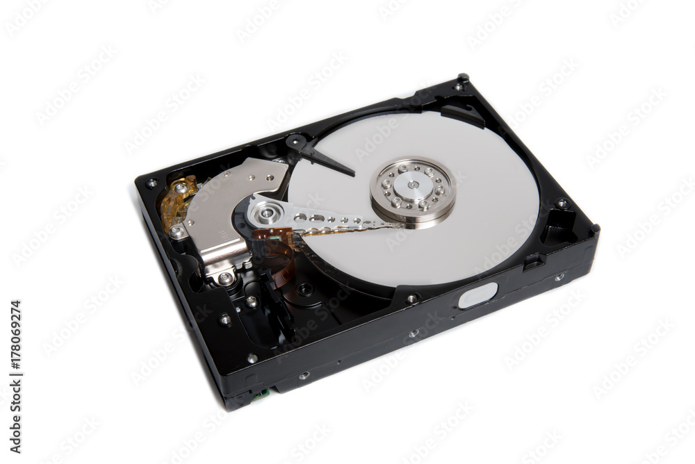 open hard drive isolated on white background open hard drive isolated on white background