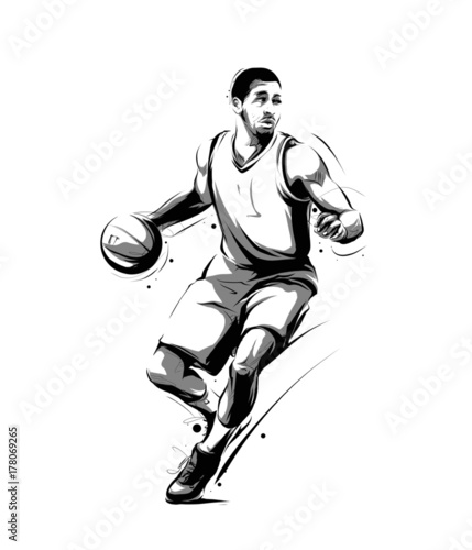 basketball player dribbling
