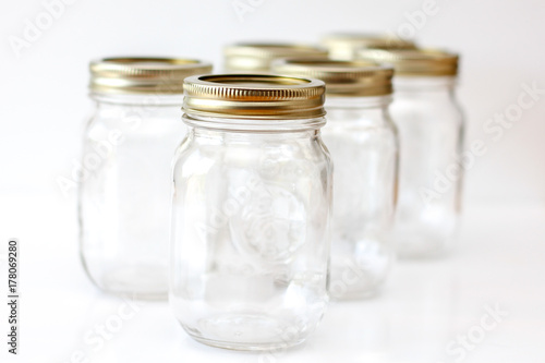 Empty Mason Jar on a white Background 