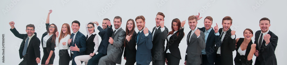 Business group in a row isolated over a white background Business group in a row isolated over a white background