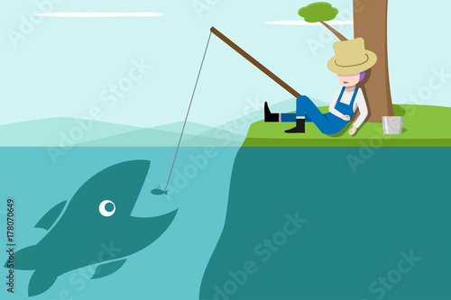 Sleeping fisherman losing chance to get big fish