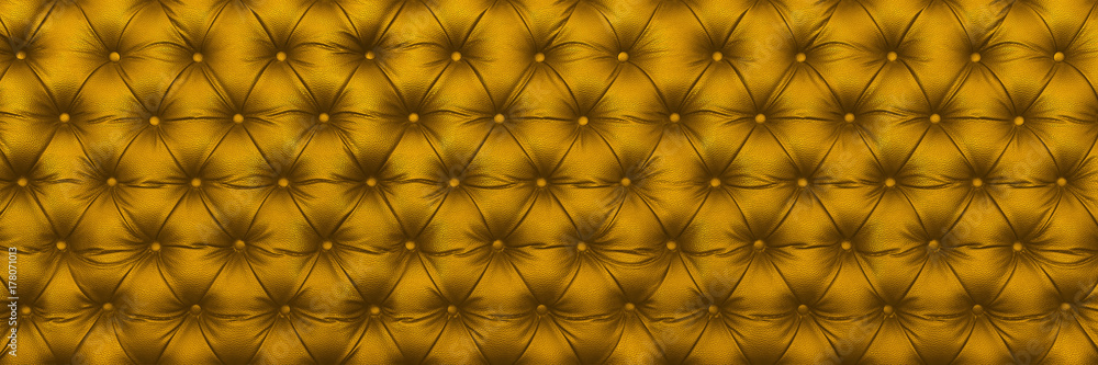Fototapeta premium horizontal elegant gold leather texture with buttons for pattern and background