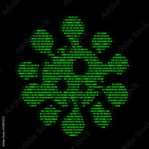 Green virus cells germs digital logic zero and one number for virus security abstract vector illustration design
