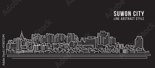 Cityscape Building Line art Vector Illustration design - suwon city photo