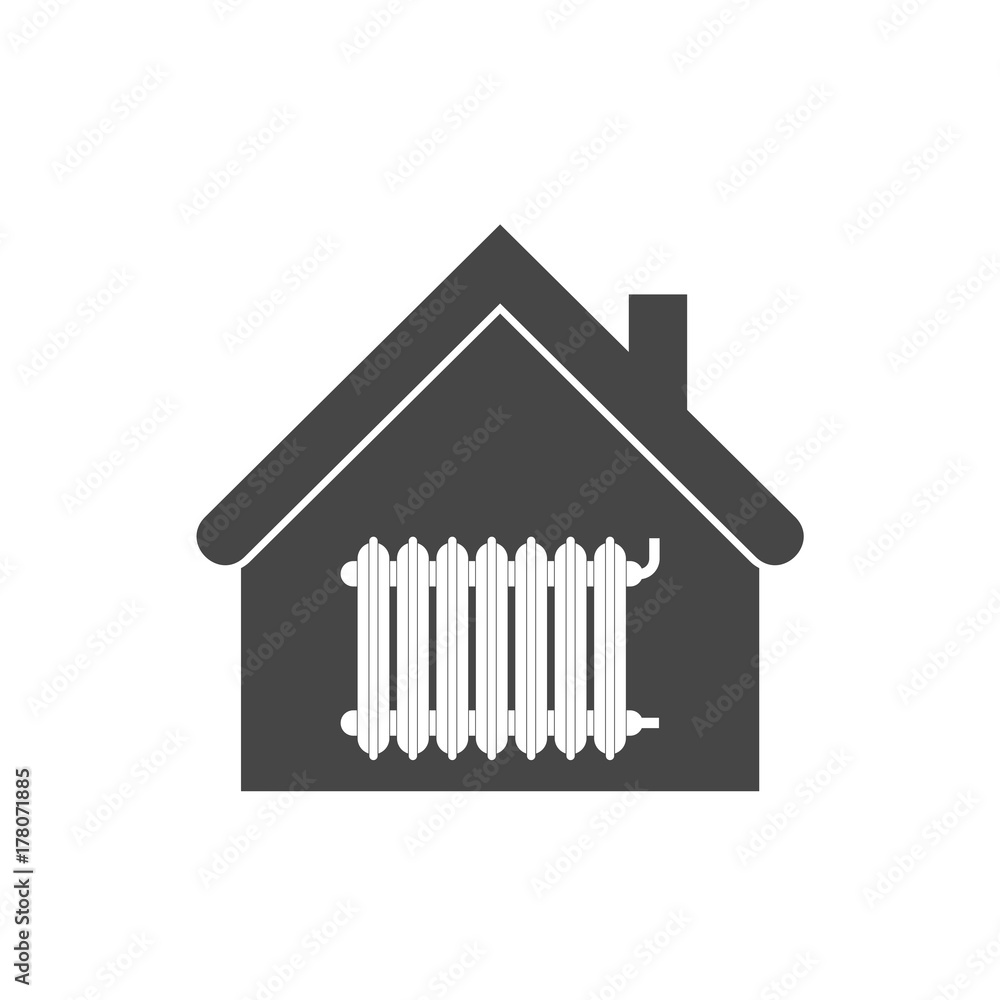 Radiator in house icon - vector Illustration Radiator in house icon - vector Illustration