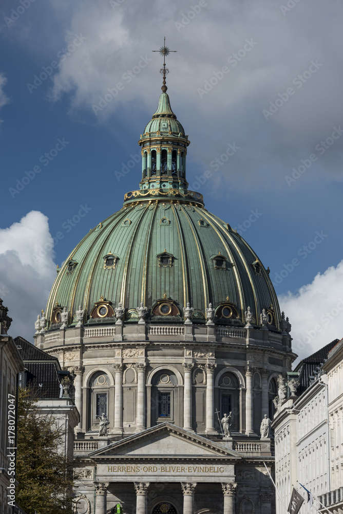 Frederik's church Danish Frederiks Kirke popularly known Marble Church from Amalienborg Palace, Copenhagen , Denmark