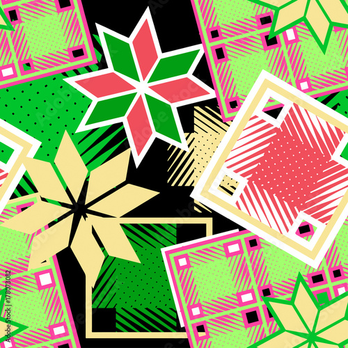Checkered christmas seamless pattern.
