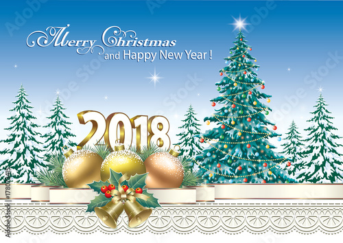 2018 Christmas tree with nature background