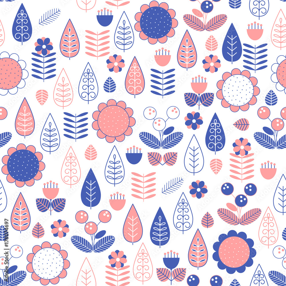 Seamless background with stylized plants Seamless background with stylized plants
