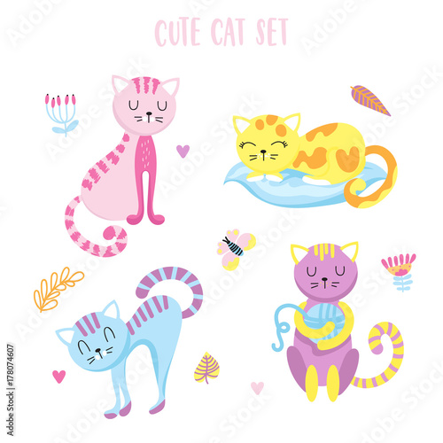 Set of cute cats