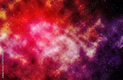 Red Universe milky way space galaxy with stars and nebula.
