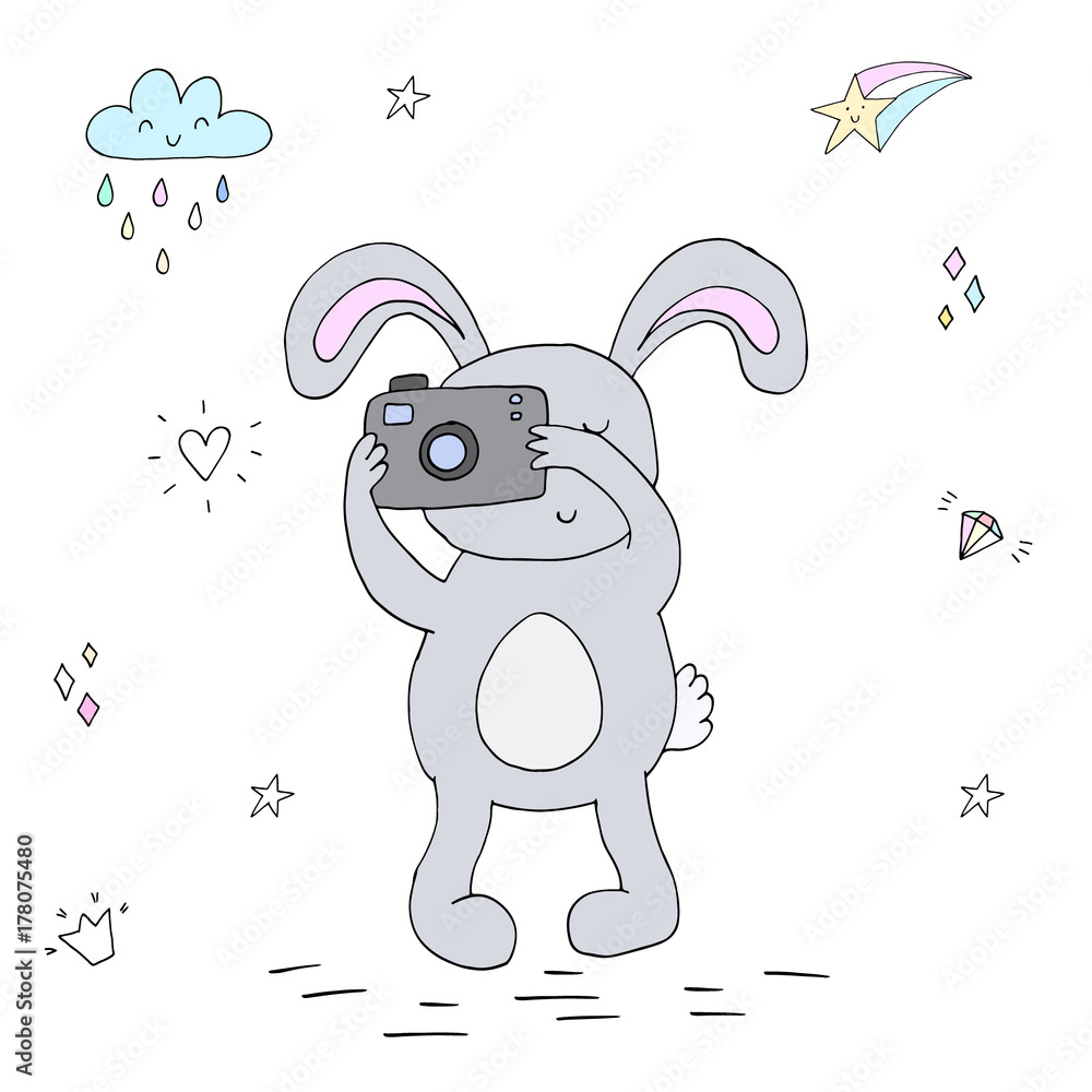 Obraz premium vector card with cute bunny. vector print