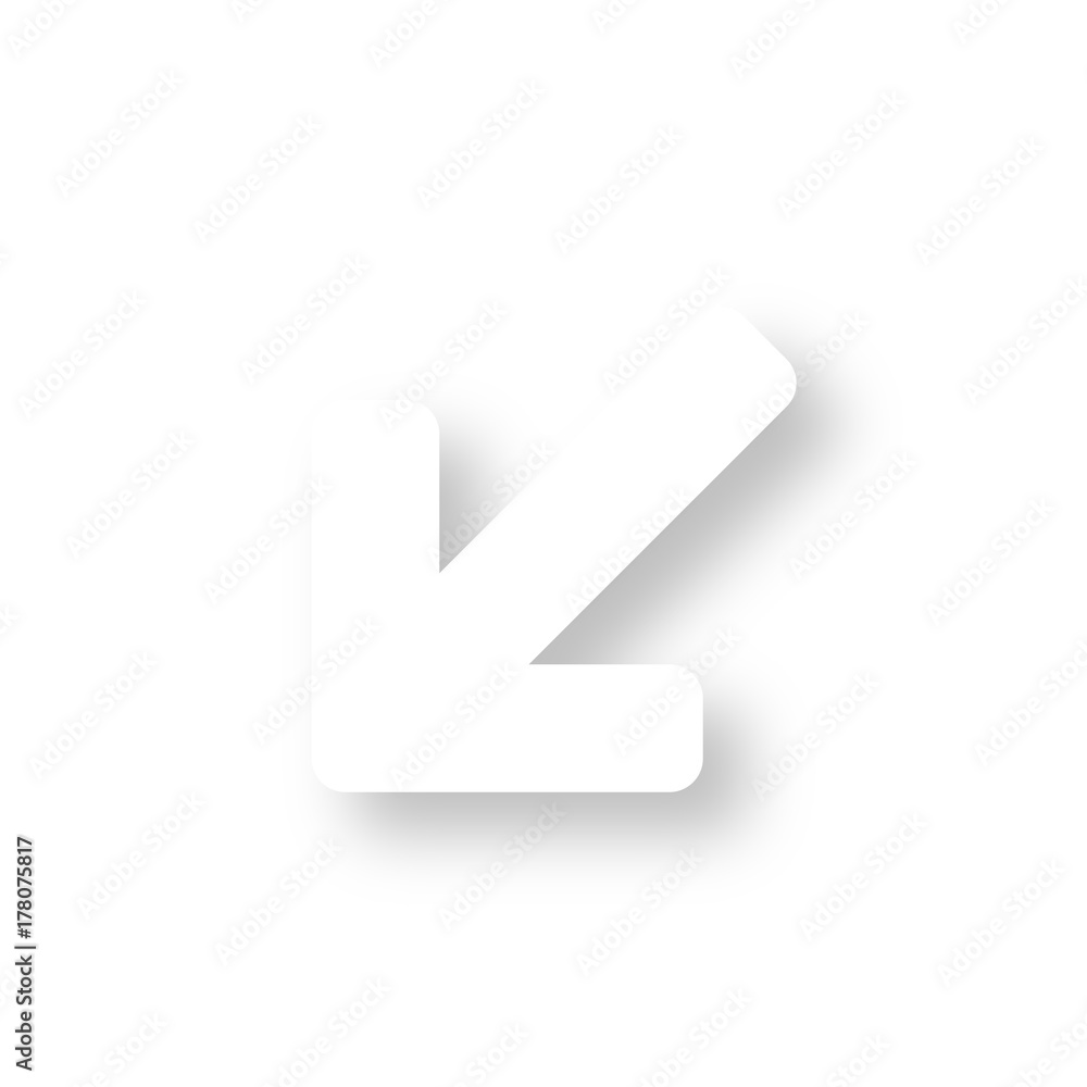 Icon mit Schatten - Pfeil links unten - Auskunft Icon mit Schatten - Pfeil links unten - Auskunft