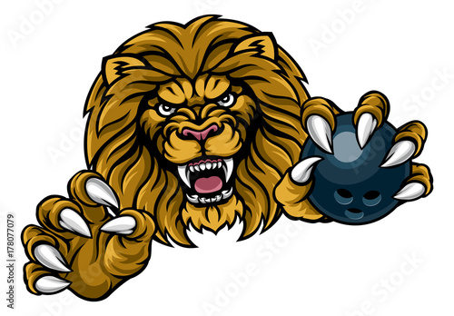 Lion Bowling Ball Sports Mascot