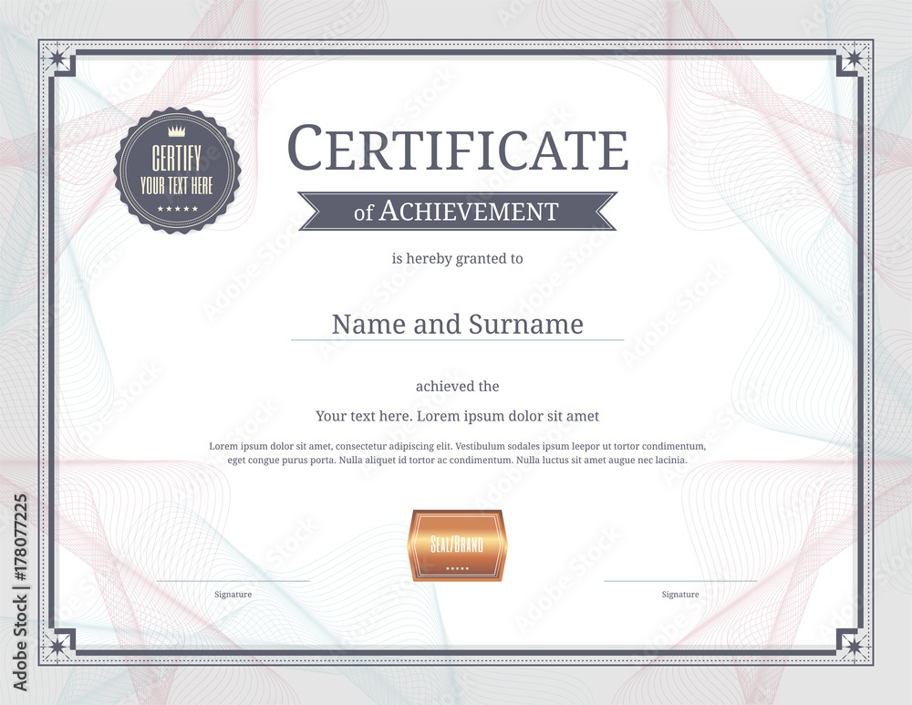 Luxury Certificate Template With Elegant Border Frame, Diploma Design 