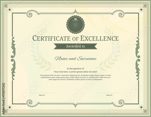 Luxury certificate template with elegant border frame, Diploma design for graduation or completion
