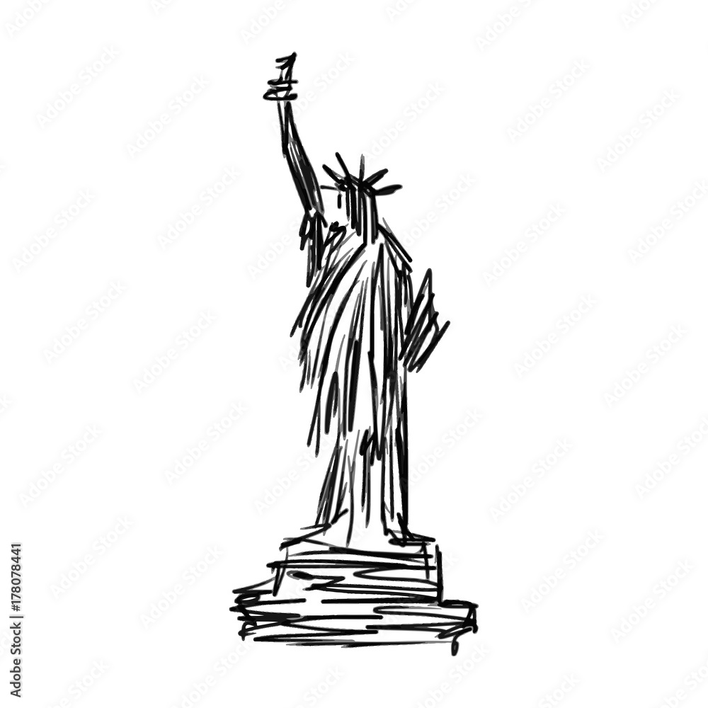 statue of liberty vector illustration sketch hand drawn with black lines, isolated on white background statue of liberty vector illustration sketch hand drawn with black lines, isolated on white background