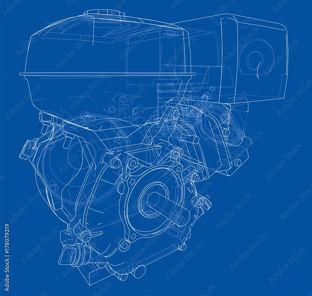 Engine sketch. Vector