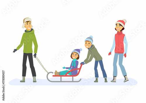 Family weekend - cartoon people characters illustration