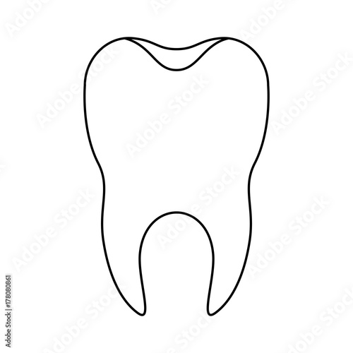healthy tooth with root in monochrome silhouette