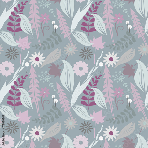 Seamless vector floral patterns. Delicate collection with leaves and flowers. The texture can be used for wallpapers, fill an image, web page, background, surface, wrapping paper.
