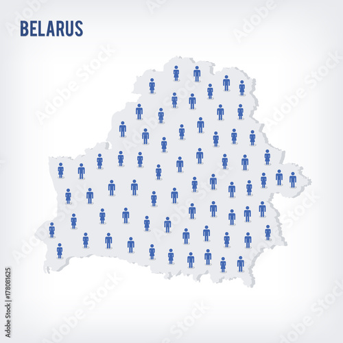 Vector people map of Belarus . The concept of population. photo