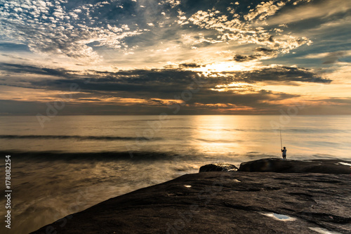 golden morning on the beach of Guaratuba photo