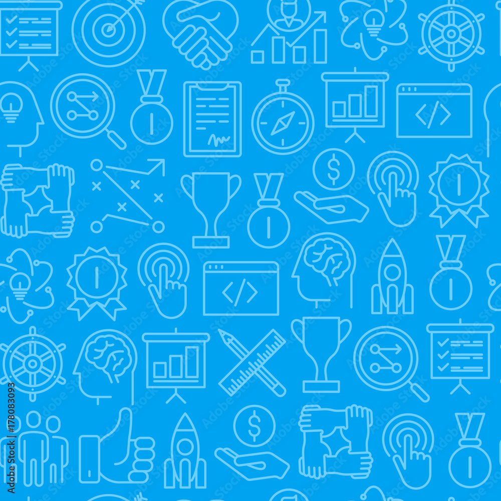 Start up seamless pattern with thin line icons of development, growth, success, idea, investment. Vector illustration for banner, web page, print media. Start up seamless pattern with thin line icons of development, growth, success, idea, investment. Vector illustration for banner, web page, print media.
