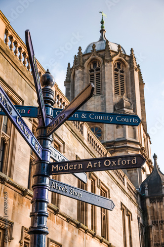 Steet sign at Oxford city center, UK photo