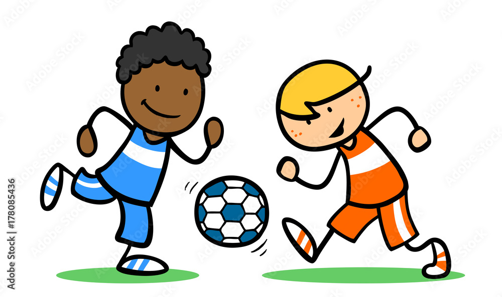 Kinder bei Integration durch Fußball spielen Stock Illustration | Adobe  Stock