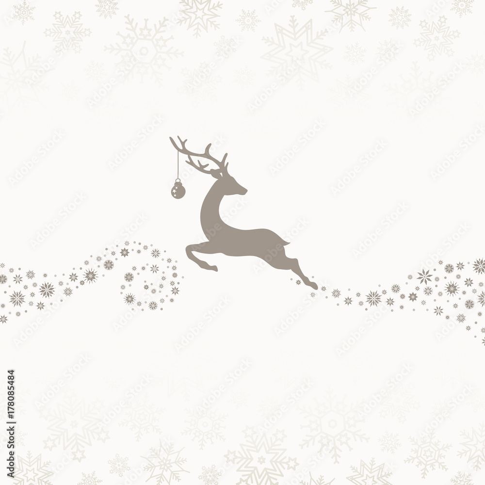 Jumping Reindeer, Christmas Ball & Stars Beige/Taupe Jumping Reindeer, Christmas Ball & Stars Beige/Taupe