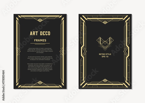 Art Deco frame design. Vintage style. Geometric frames for wedding invitations, cards and posters.