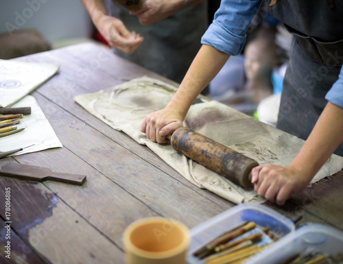 Artisan working in a ceramic studio