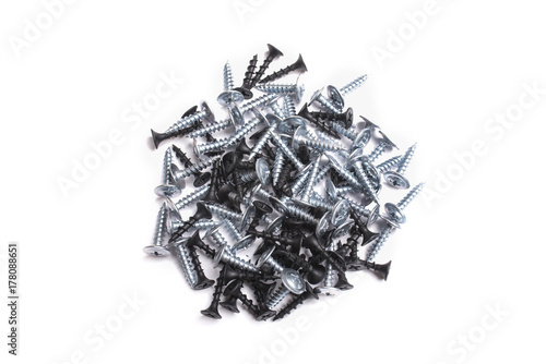 Different Screws Isolated on a White Background