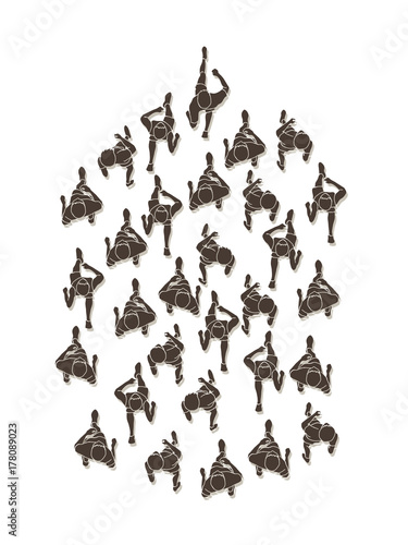 People running top view graphic vector