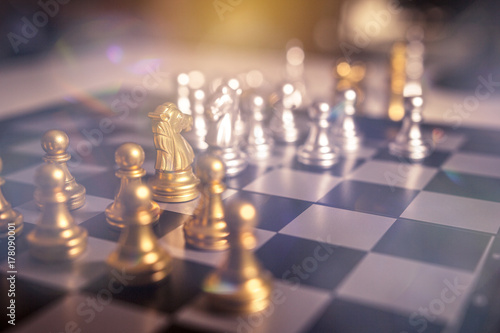 Wallpaper Mural Chess board game concept of business ideas and competition and strategy plan success meaning, Stock financial statistic graph analysis data concept. Torontodigital.ca