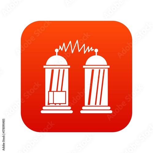 Electrical impulses icon digital red