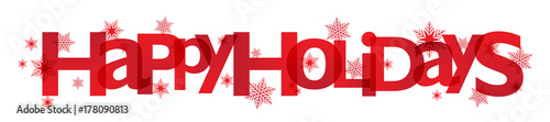 "HAPPY HOLIDAYS!" Overlapping Letters Vector Icon with Snowflakes