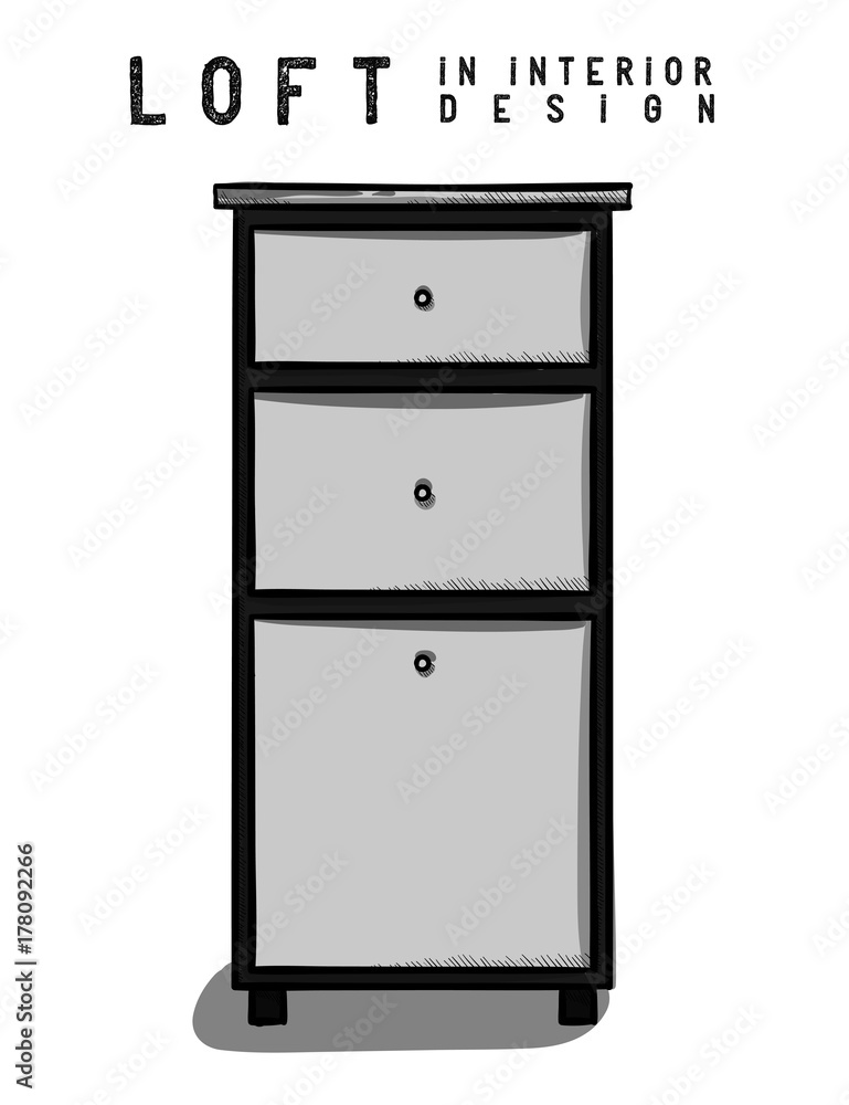 Dark and light gray nightstand. Loft in interior design eps 10 illustration Dark and light gray nightstand. Loft in interior design eps 10 illustration