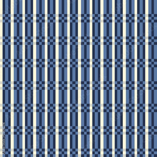 Seamless tartan plaid pattern. Checkered fabric texture stripes of white,blue and blue background.