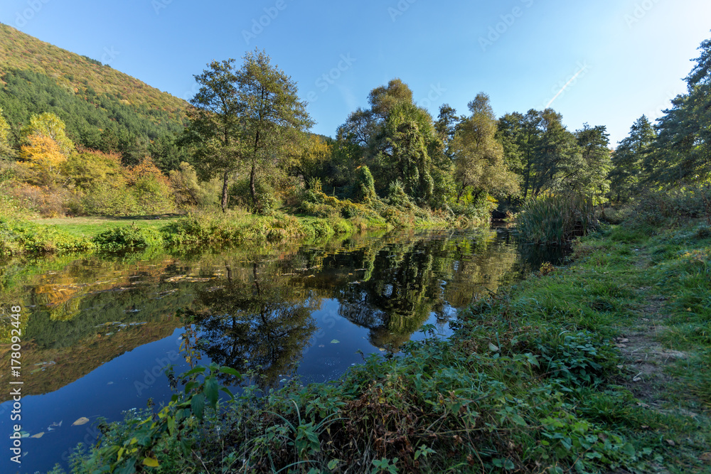 Autumn Landscape of Iskar River near Pancharevo lake, Sofia city Region, Bulgaria Autumn Landscape of Iskar River near Pancharevo lake, Sofia city Region, Bulgaria