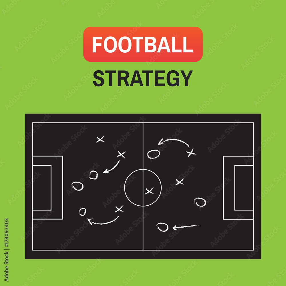 strategy football chalk. Soccer or football game strategy plan. Realistic blackboard
