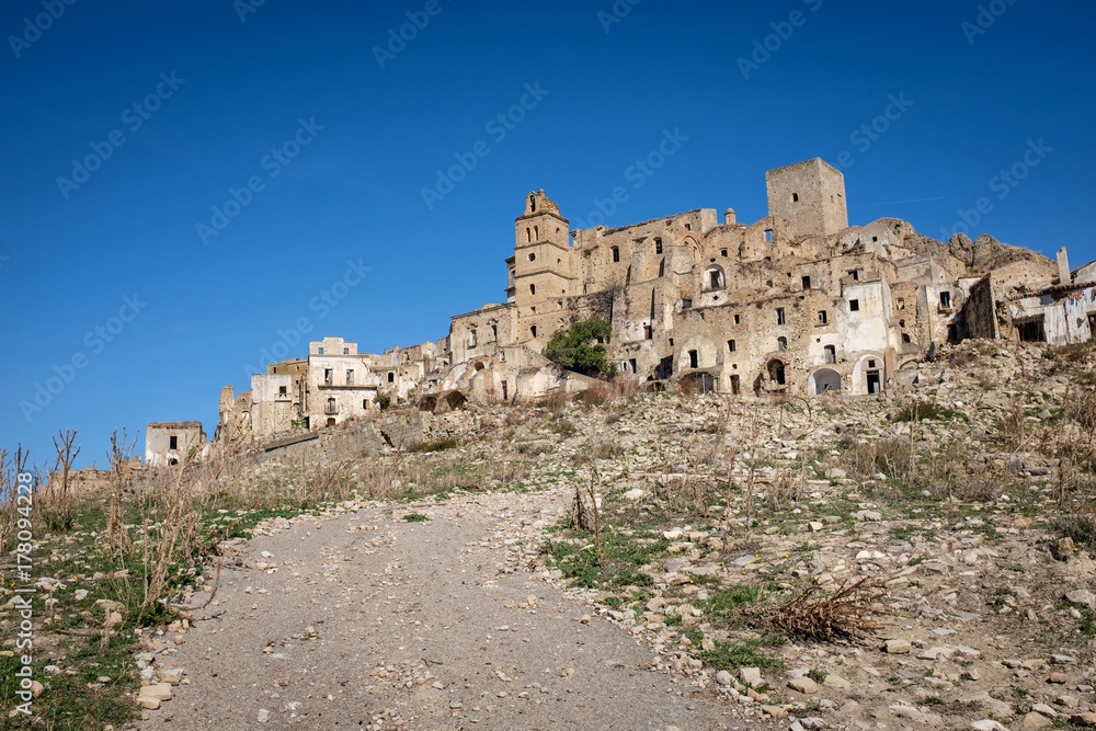 The ghost town of Craco, set of The Passion of the Christ movie. Basilicata region, Italy